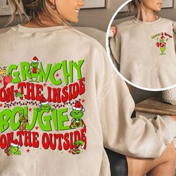 bougie grinchy christmas sweatshirt, grinchy on the inside bougie on the outside sweatshirt, in my grinch era, mean gree