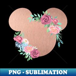 rose gold floral mouse - unique sublimation png download - enhance your apparel with stunning detail