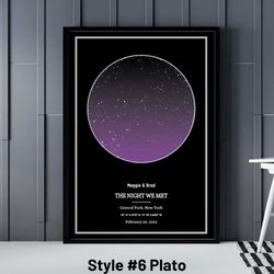 star map poster, the night we met, custom star chart, night you were born, constellation map, first date map, night sky