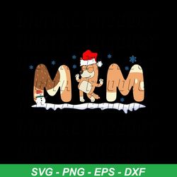 bluey mom christmas with santa hat svg cricut files