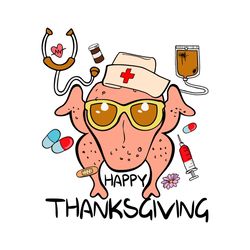 happy thanksgiving turkey nurse svg graphic design file