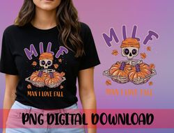 milf man i love fall png, skeleton pumpkin png