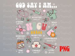 nicu nurse christmas png, god say i am