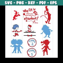 dr seuss svg bundle, dr seuss svg, dr seuss vector, dr seuss clipart, dr seuss cat svg, thing 2 svg, the lorax svg, thin