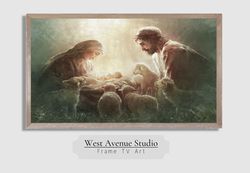 samsung frame tv art nativity jesus is the reason for the seasonchristian art babe in a mangeroil paintingdigital christ