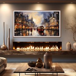 Winter Frame TV Art Christmas Art Landscape Painting Vintage Rustic Winter Art Decor Samsung TV, Digital Download, Santa