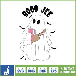 boo-jee stanley tumbler inspired ghost svg, fall sublimation design for t-shirt printing sticker spooky halloween svg (5