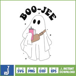 boo-jee stanley tumbler inspired ghost svg, fall sublimation design for t-shirt printing sticker spooky halloween svg (7