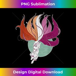 Lesbian Pride Flag Kitsune Gay Japan Folklore Furry Fox LGBT - Eco-Friendly Sublimation PNG Download - Customize with Flair