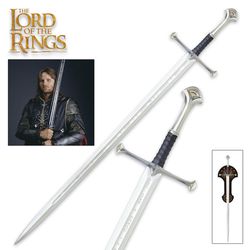 handmade stainless steel anduril sword of strider with scabbard ancient greek sword, medieval king sword, christmas gift