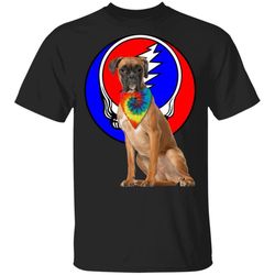 boxer dog mixed grateful dead head t-shirt ha02