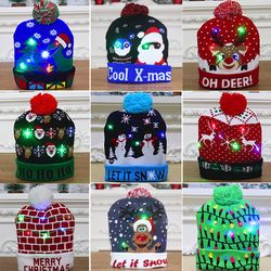 seven-color luminous led warm christmas high-grade adult children's knitted hat