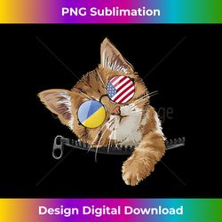 Cute Cat Kitten American Ukrainian Flag Sunglu - Innovative PNG Sublimation Design - Craft with Boldness and Assurance