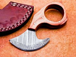 4.5" custom handmade damascus blade hunting mini skinning neck knife w/sheath