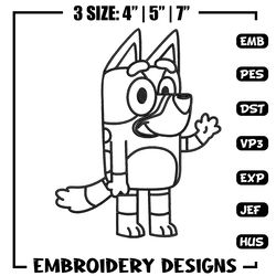 bluey coloring pages embroidery, bluey embroidery, embroidery file, cartoon design, logo shirt, digital download.