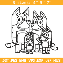 bluey family coloring pages embroidery, bluey cartoon embroidery, embroidery file, cartoon design, digital download.