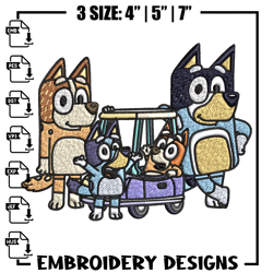 bluey family embroidery design, bluey embroidery, embroidery file, cartoon design, cartoon shirt, digital download.