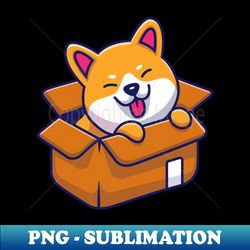 cute shiba inu dog playing in the box cartoon - aesthetic sublimation digital file - transform your sublimation creations