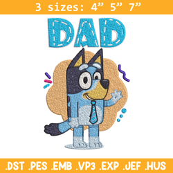 dad bluey embroidery, bluey cartoon embroidery, cartoon embroidery, cartoon shirt, embroidery file, instant download.