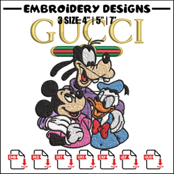 gucci mickey and friend embroidery design, disney embroidery, cartoon design, embroidery file, instant download.