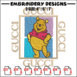 gucci winnie pooh embroidery design, winnie pooh embroidery, cartoon design, embroidery file, digital download.