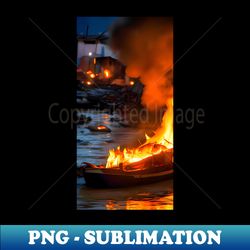 fire in boat - signature sublimation png file - stunning sublimation graphics