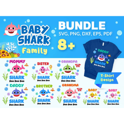 t-shirts design shark family svg bundle -instant download