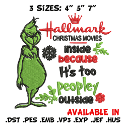 hallmark christmas movies inside mr grinch embroidery design, grinch embroidery, grinch design, instant download.