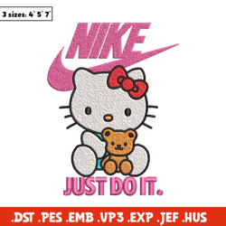 Hello kitty Nike Embroidery design, Hello kitty Embroidery, Nike design, Embroidery file, cartoon logo. Instant download