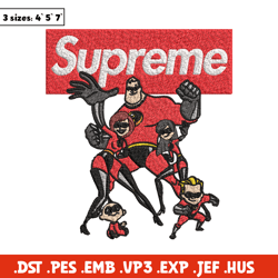 incredibles supreme logo embroidery design, supreme cartoon embroidery, logo design, embroidery file, instant download.