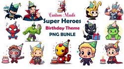 super heroes birthday themed mega png bundle, super heroes set, super hero clipart set, instant download ,birthday party