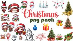 christmas new year png bundle, icons, cute png pack, 120 high quality png files, new year party, christmas cards
