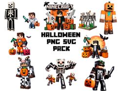 minecraft halloween svg png bundle, minecraft icons, video game svg, instant download, 35 high quality png files, svg