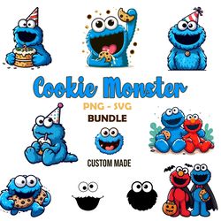 cookie monster svg png bundle, elmo icons cartoon svg cookie png cookie birthday instant download 110 high quality png