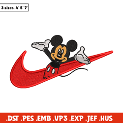 mickey mouse nike embroidery design, disney embroidery, nike design, cartoon design, cartoon shirt, digital download