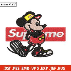 mickey mouse supreme embroidery design, disney embroidery, disney design, embroidery file, logo shirt, digital download.