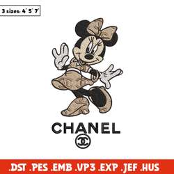 minnie fun chanel embroidery design, chanel embroidery, brand embroidery, embroidery file, logo shirt,digital download