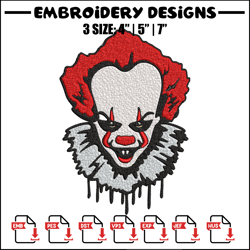 pennywise embroidery design, pennywise halloween embroidery, embroidery file, halloween design, digital download.