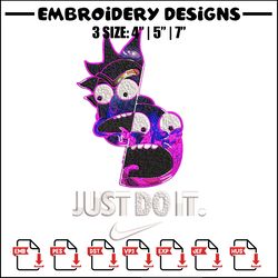 rick and morty x just rick it embroidery design, cartoon embroidery, logo nike design, embroidery file, instant download