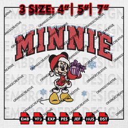 minnie santa gift embroidery files, merry christmas embroidery designs, machine embroidery file, digital download