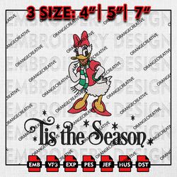 tis the season daisy duck embroidery files, christmas embroidery designs, xmas machine embroidery file, digital download