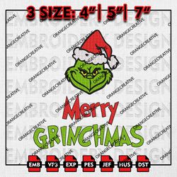 merry grinchmas embroidery files, christmas embroidery designs, grinch machine embroidery file, digital download