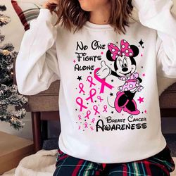 new disney pink warrior shirt, pink ribbon shirt, minnie breast cancer shirt - olashirt