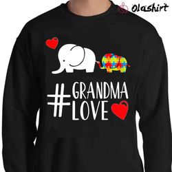 new autism awareness cute t-shirt elephant grandma heart t-shirt - olashirt