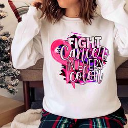 new fight cancer in every color sublimation, cancer awareness shirt - olashirt