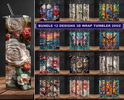 bundle 12 design 3d wrap tumbler 20oz, tumbler bundle design, sublimation tumbler bundle, 20oz skinny tumbler 15