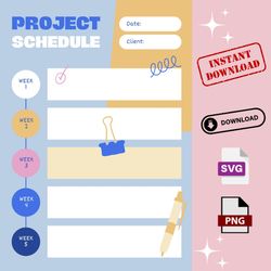 yellow white flat graphic project schedule planner svg png