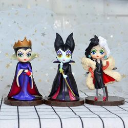 3pcs/set q posket petit villains maleficent vinyl action figure collection model doll toys for children christmas gift