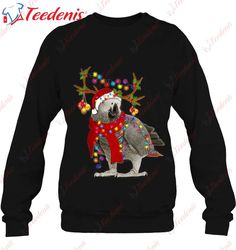 african grey parrot gorgeous reindeer christmas tree shirt, christmas shirts mens long sleeve  wear love, share beauty