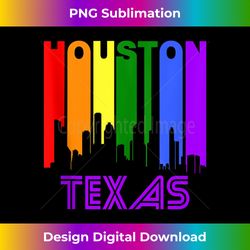 Houston Texas LGBTQ Gay Pride Rainbow Skyline Tank To - Bespoke Sublimation Digital File - Enhance Your Art with a Dash of Spice